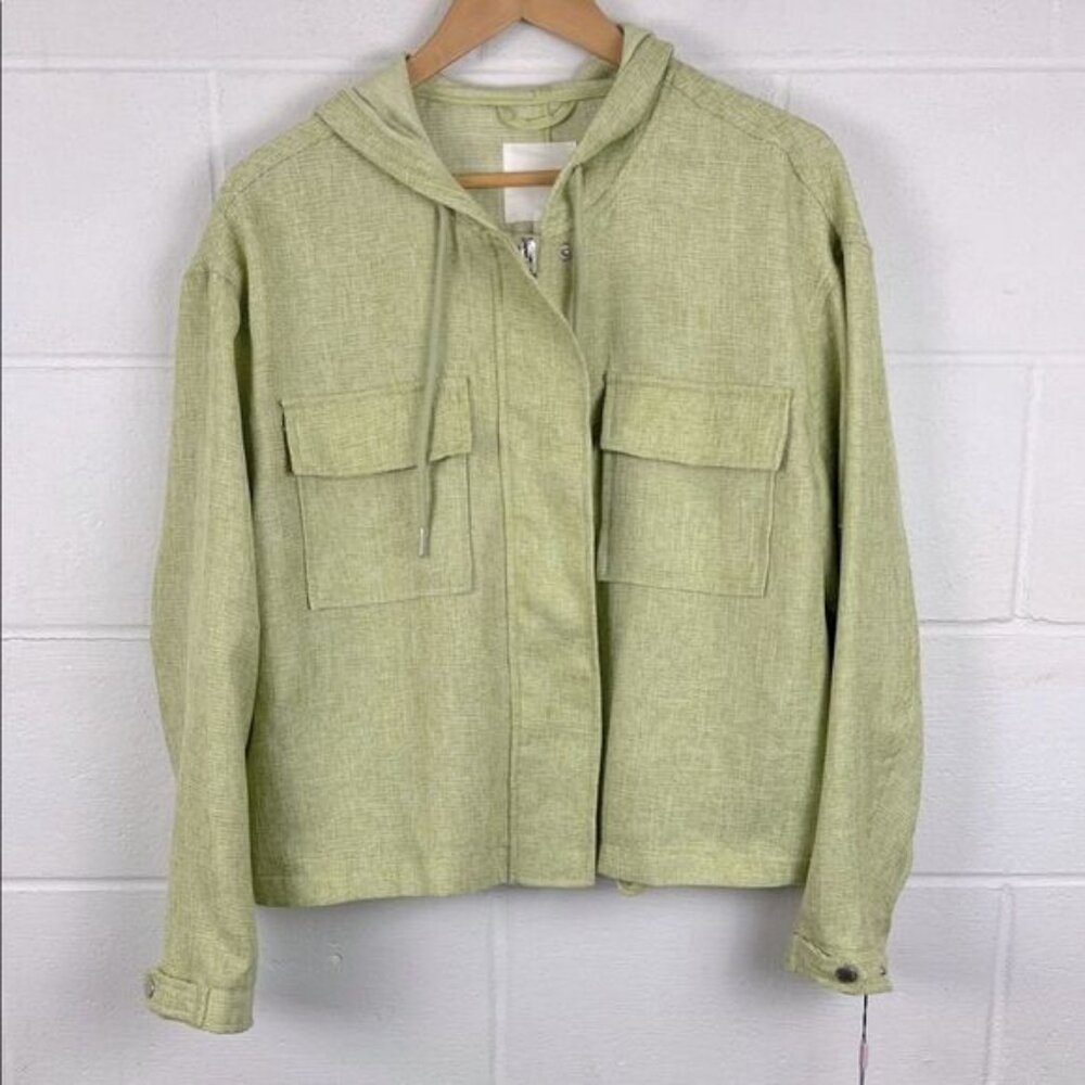 Avec Les Filles Light Green Utility Lightweight Tweed Jacket Preppy NWT Size XL
